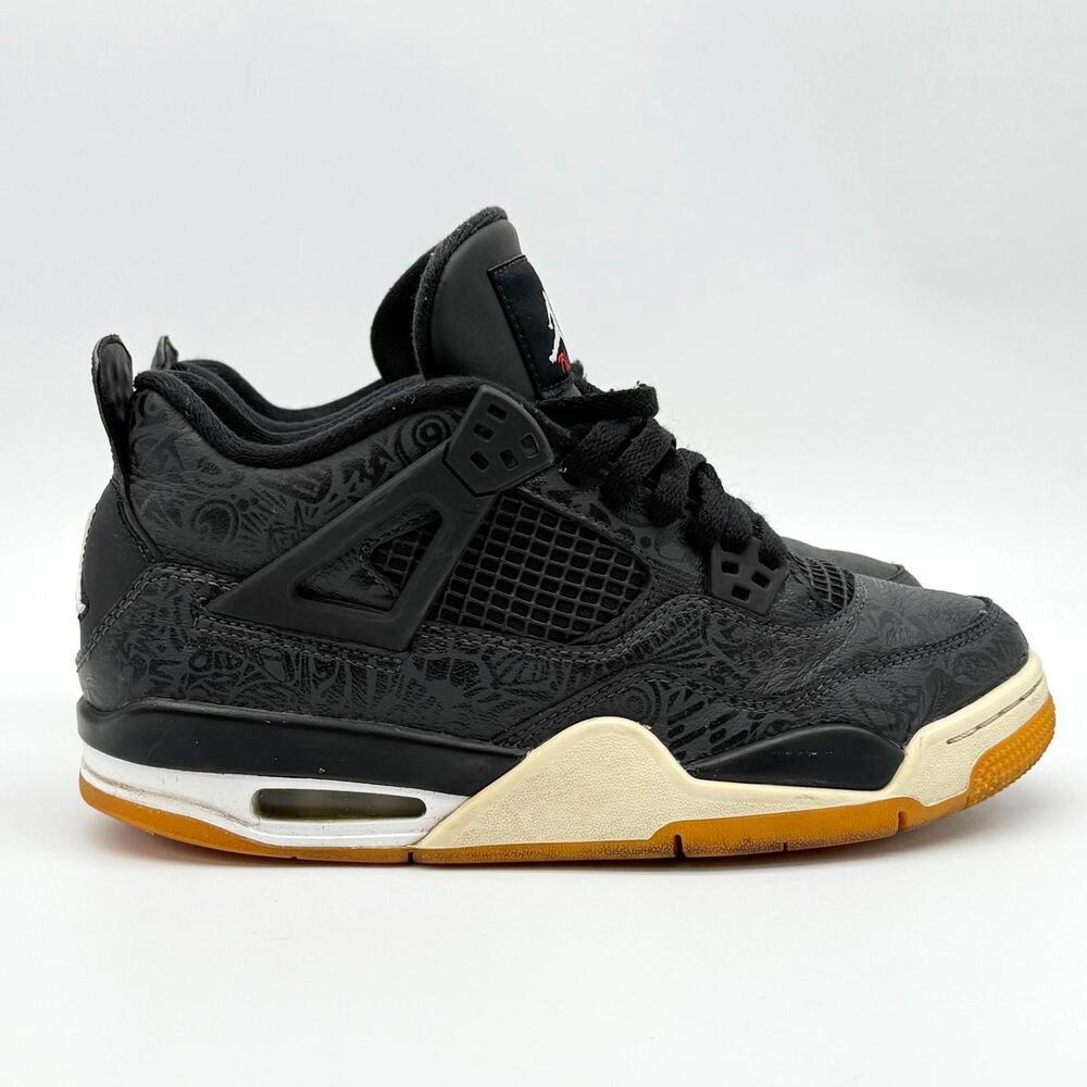 Nike Air Jordan‎ 4 Retro GS 'Laser Black Gum' Youth Size 7